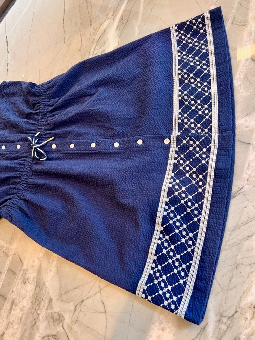 TUCKERNUCK Sport Alcott Golf Dress Navy White Seersucker Embroidered NWOT Small - Picture 12 of 17